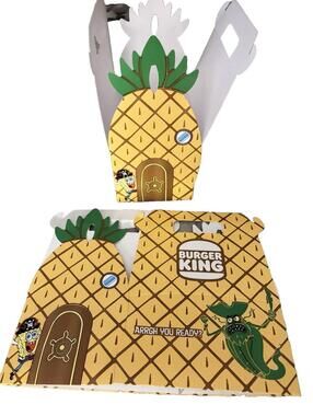 2pc SpongeBob SquarePants Burger King Pineapple House Empty Meal Boxes 2pc Set